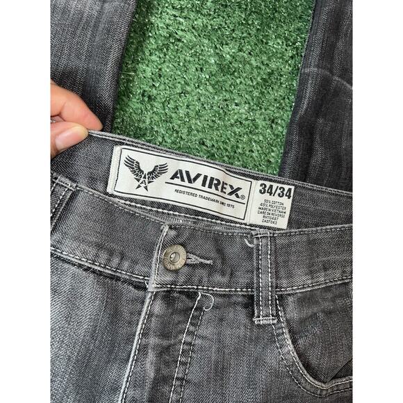 VTG Y2K Avirex Jeans Mens 34x32 Baggy Wide Leg - Picture 2 of 9